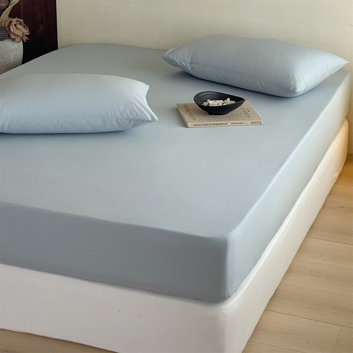 91家纺网 家纺一手货源 找家纺 三味舒屋 2026新款初色系列全棉水洗棉系列单品床笠（平台券后单品利润不低于45元/套件利润不低于120元 谢谢配合） 冰水蓝