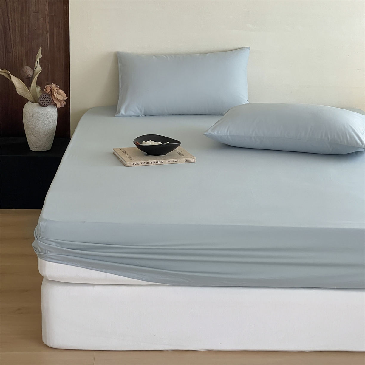 91家纺网 家纺一手货源 找家纺 三味舒屋 2026新款初色系列全棉水洗棉系列单品床笠（平台券后单品利润不低于45元/套件利润不低于120元 谢谢配合） 冰水蓝