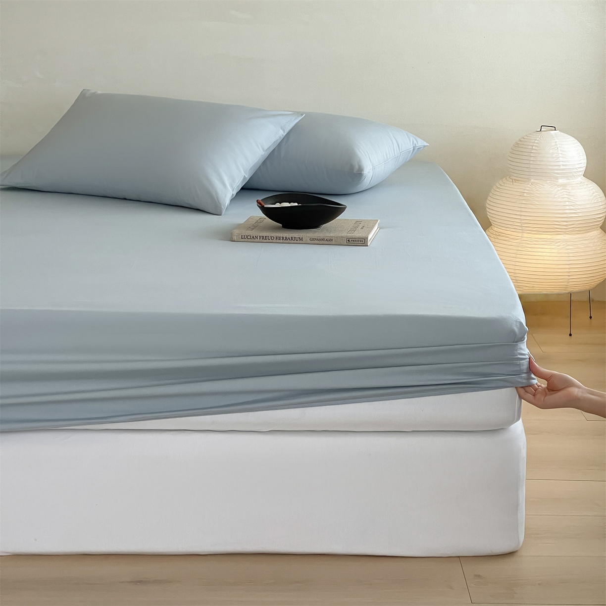 91家纺网 家纺一手货源 找家纺 三味舒屋 2026新款初色系列全棉水洗棉系列单品床笠（平台券后单品利润不低于45元/套件利润不低于120元 谢谢配合） 冰水蓝