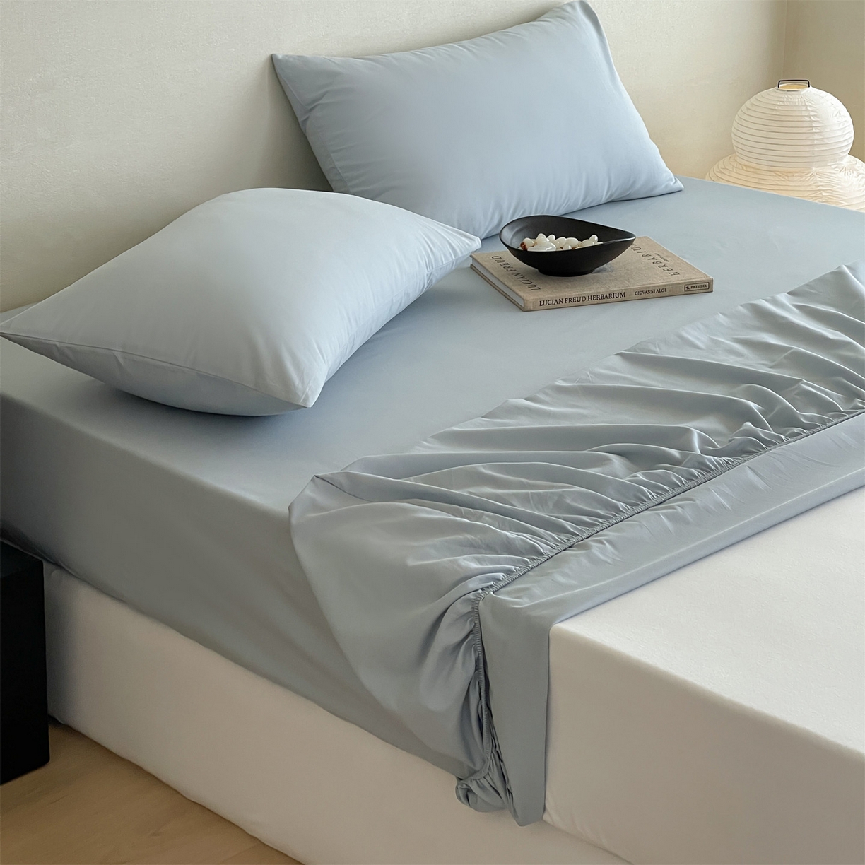 91家纺网 家纺一手货源 找家纺 三味舒屋 2026新款初色系列全棉水洗棉系列单品床笠（平台券后单品利润不低于45元/套件利润不低于120元 谢谢配合） 冰水蓝