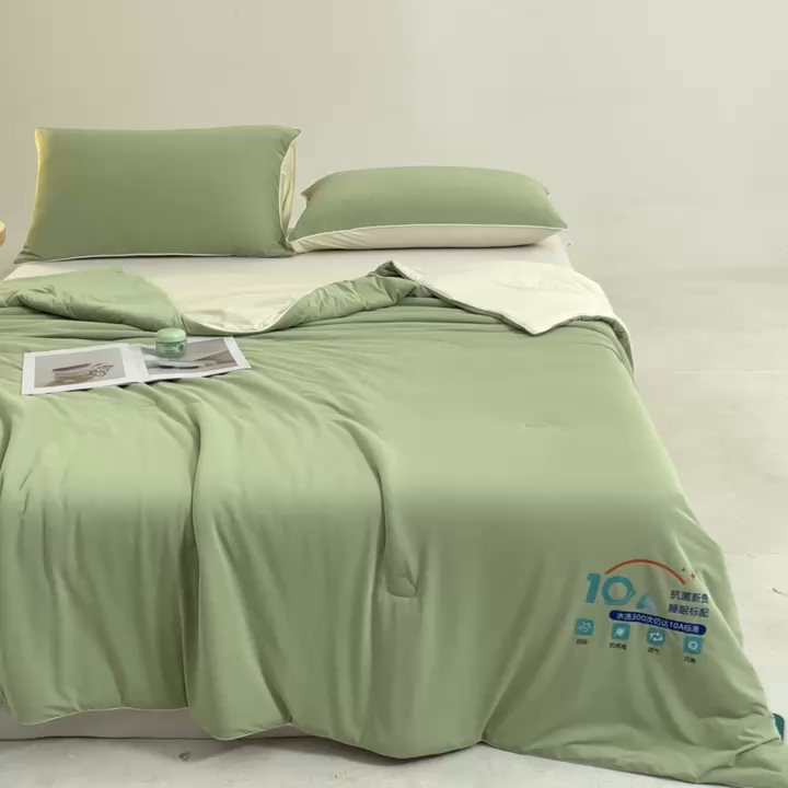 91家纺网 家纺一手货源 找家纺 宝士康家纺 2026春夏新款10A抗菌凉感丝夏被夏凉被空调被 绿豆冰冰