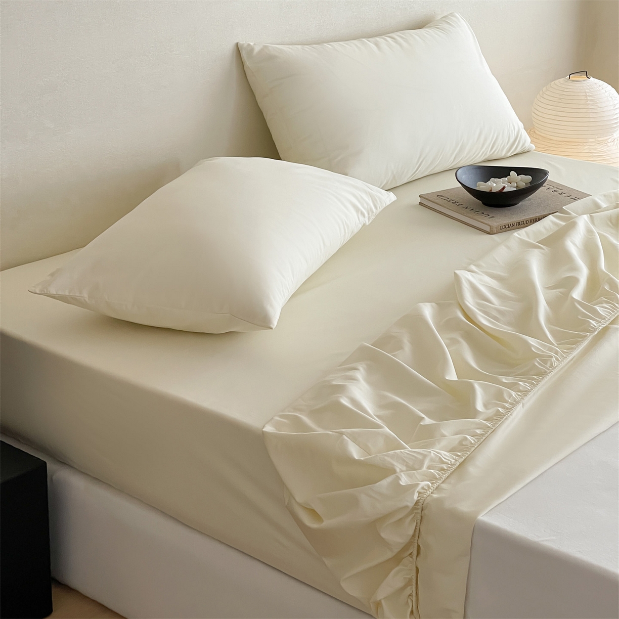 91家纺网 家纺一手货源 找家纺 三味舒屋 2026新款初色系列全棉水洗棉系列单品床笠（平台券后单品利润不低于45元/套件利润不低于120元 谢谢配合） 奶昔白