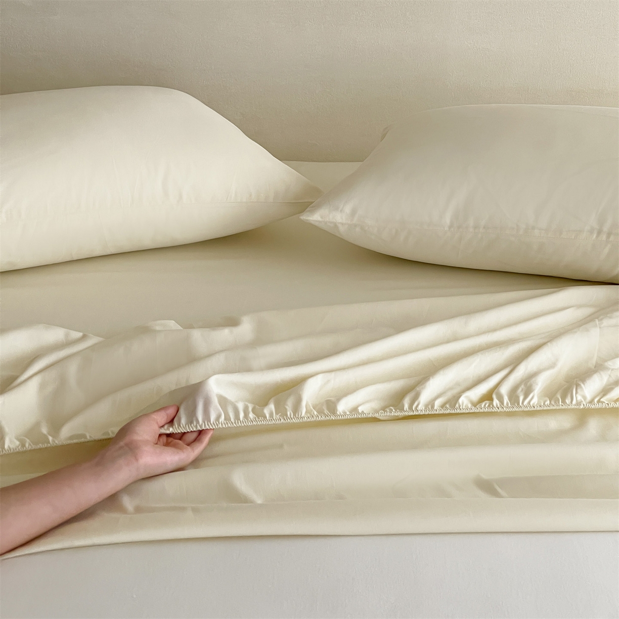 91家纺网 家纺一手货源 找家纺 三味舒屋 2026新款初色系列全棉水洗棉系列单品床笠（平台券后单品利润不低于45元/套件利润不低于120元 谢谢配合） 奶昔白