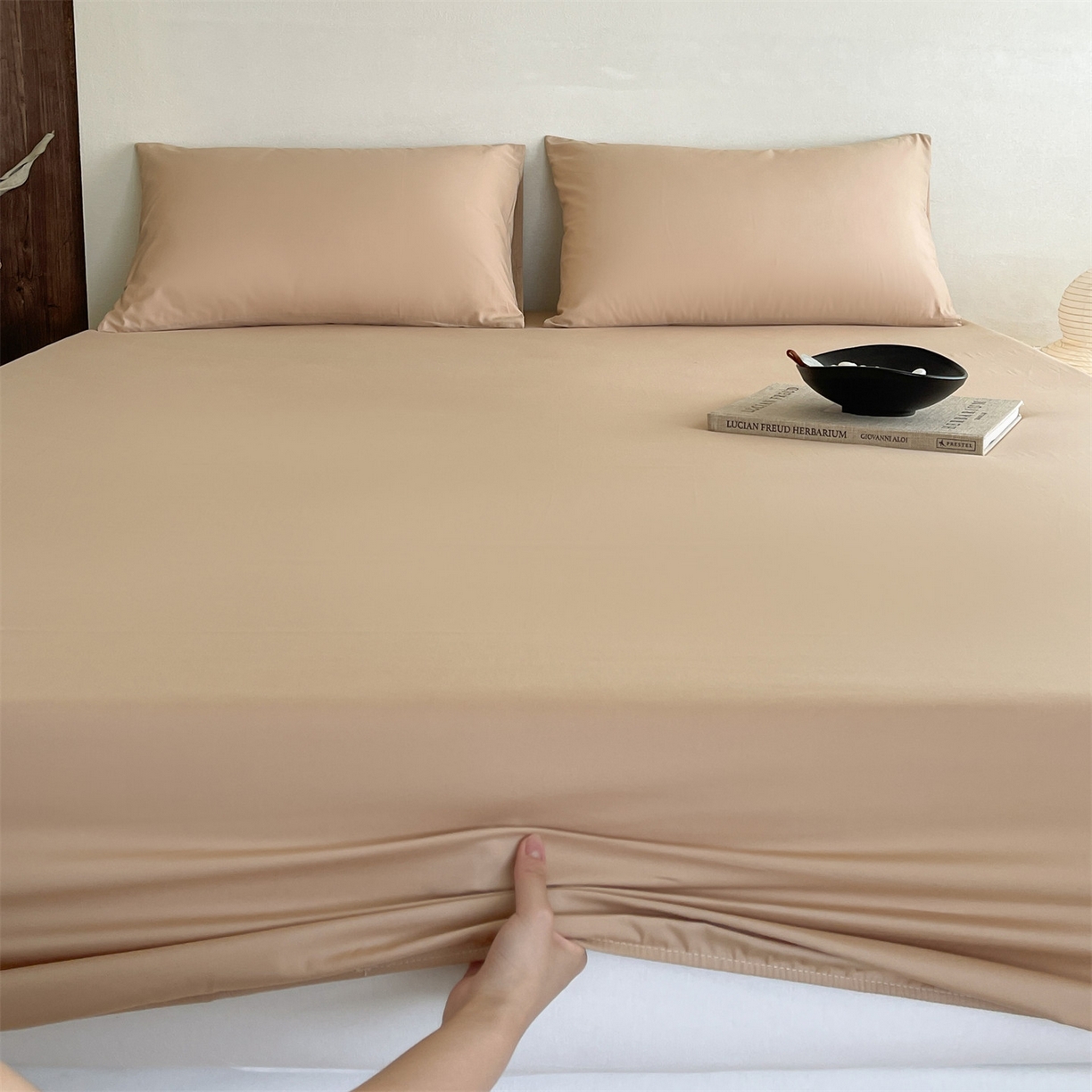 91家纺网 家纺一手货源 找家纺 三味舒屋 2026新款初色系列全棉水洗棉系列单品床笠（平台券后单品利润不低于45元/套件利润不低于120元 谢谢配合） 浅驼