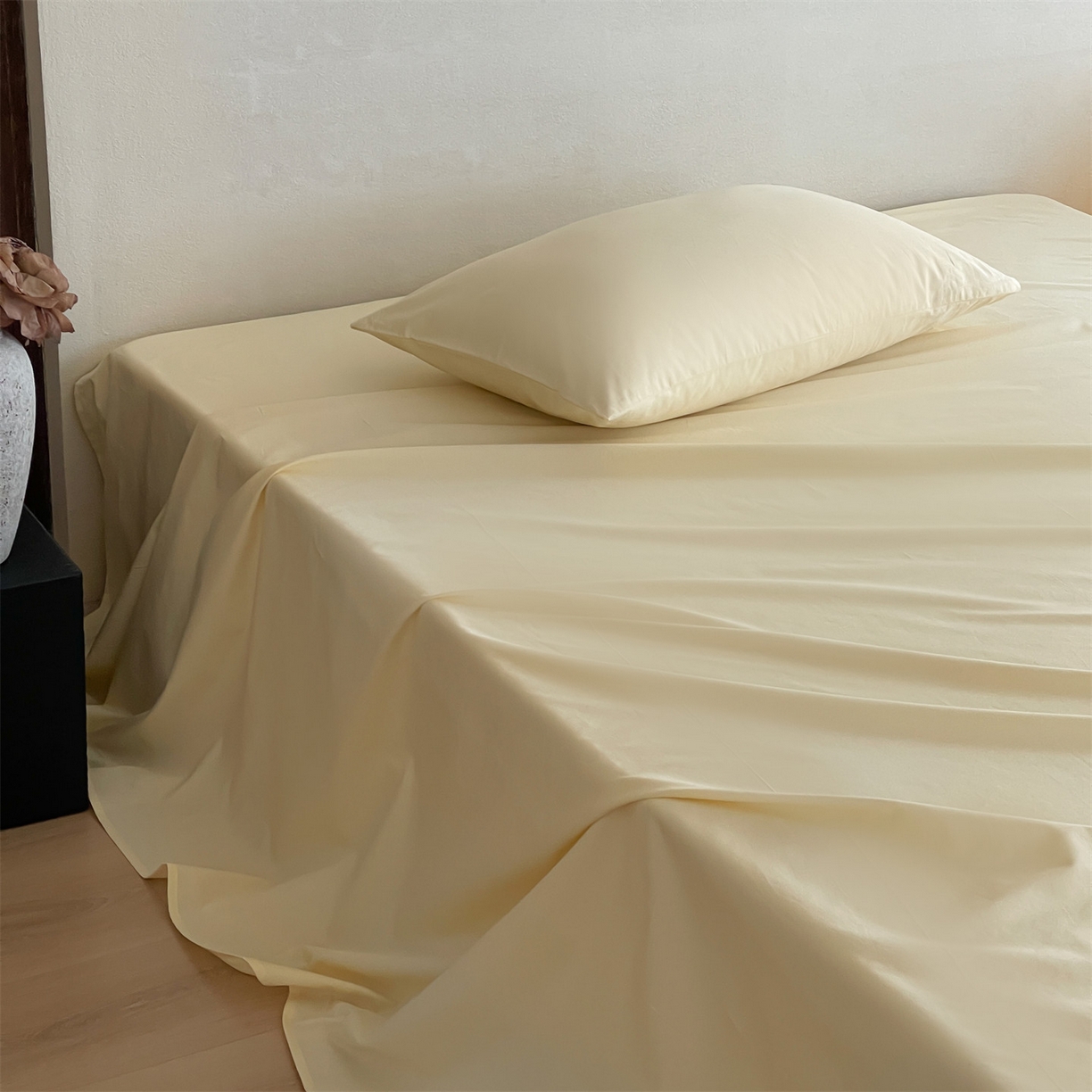 91家纺网 家纺一手货源 找家纺 三味舒屋 2026新款初色系列全棉水洗棉系列单品床单（平台券后单品利润不低于45元/套件利润不低于120元 谢谢配合） 米黄