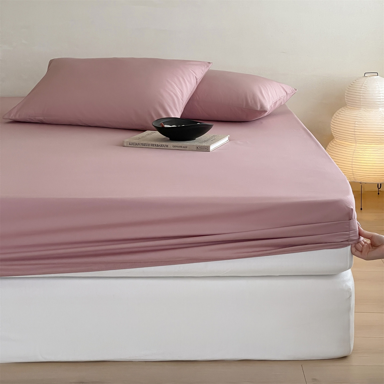 91家纺网 家纺一手货源 找家纺 三味舒屋 2026新款初色系列全棉水洗棉系列单品床笠（平台券后单品利润不低于45元/套件利润不低于120元 谢谢配合） 蔷薇粉