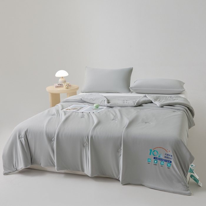 91家纺网 家纺一手货源 找家纺 宝士康家纺 2026春夏新款10A抗菌凉感丝夏被夏凉被空调被 暮光云灰