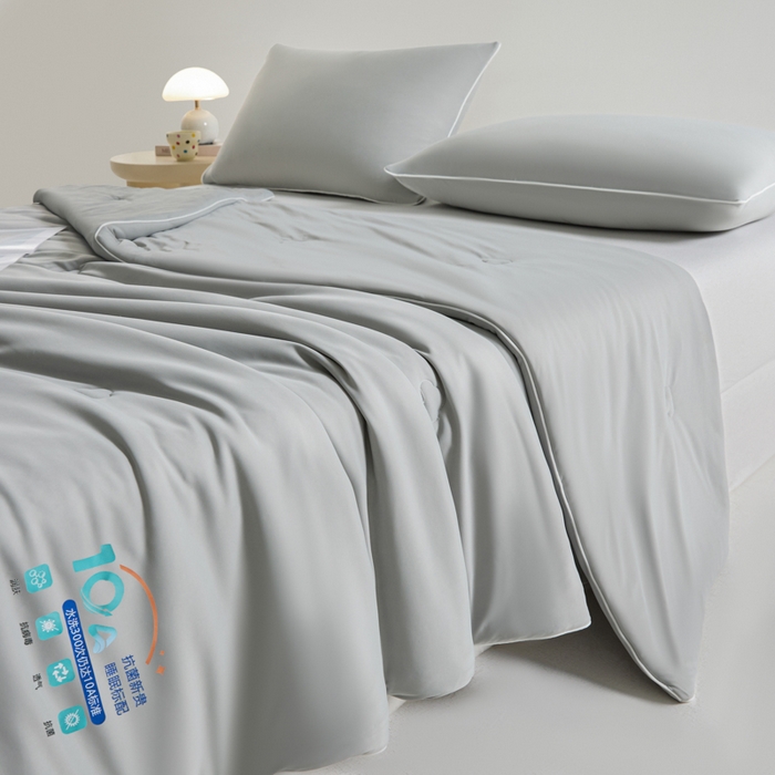 91家纺网 家纺一手货源 找家纺 宝士康家纺 2026春夏新款10A抗菌凉感丝夏被夏凉被空调被 暮光云灰