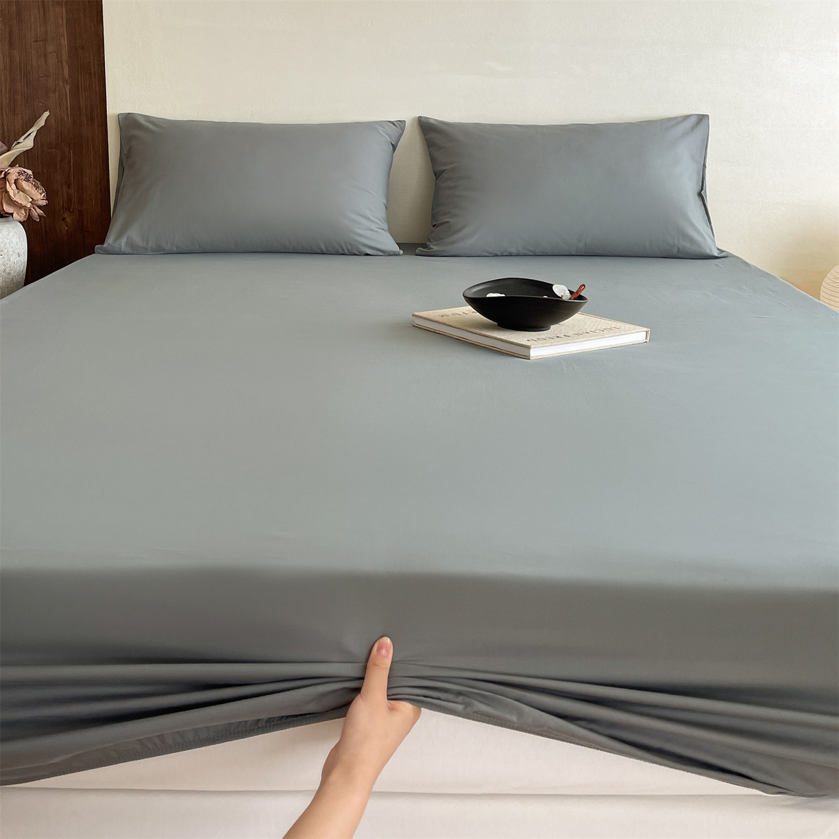 91家纺网 家纺一手货源 找家纺 三味舒屋 2026新款初色系列全棉水洗棉系列单品床笠（平台券后单品利润不低于45元/套件利润不低于120元 谢谢配合） 石墨灰