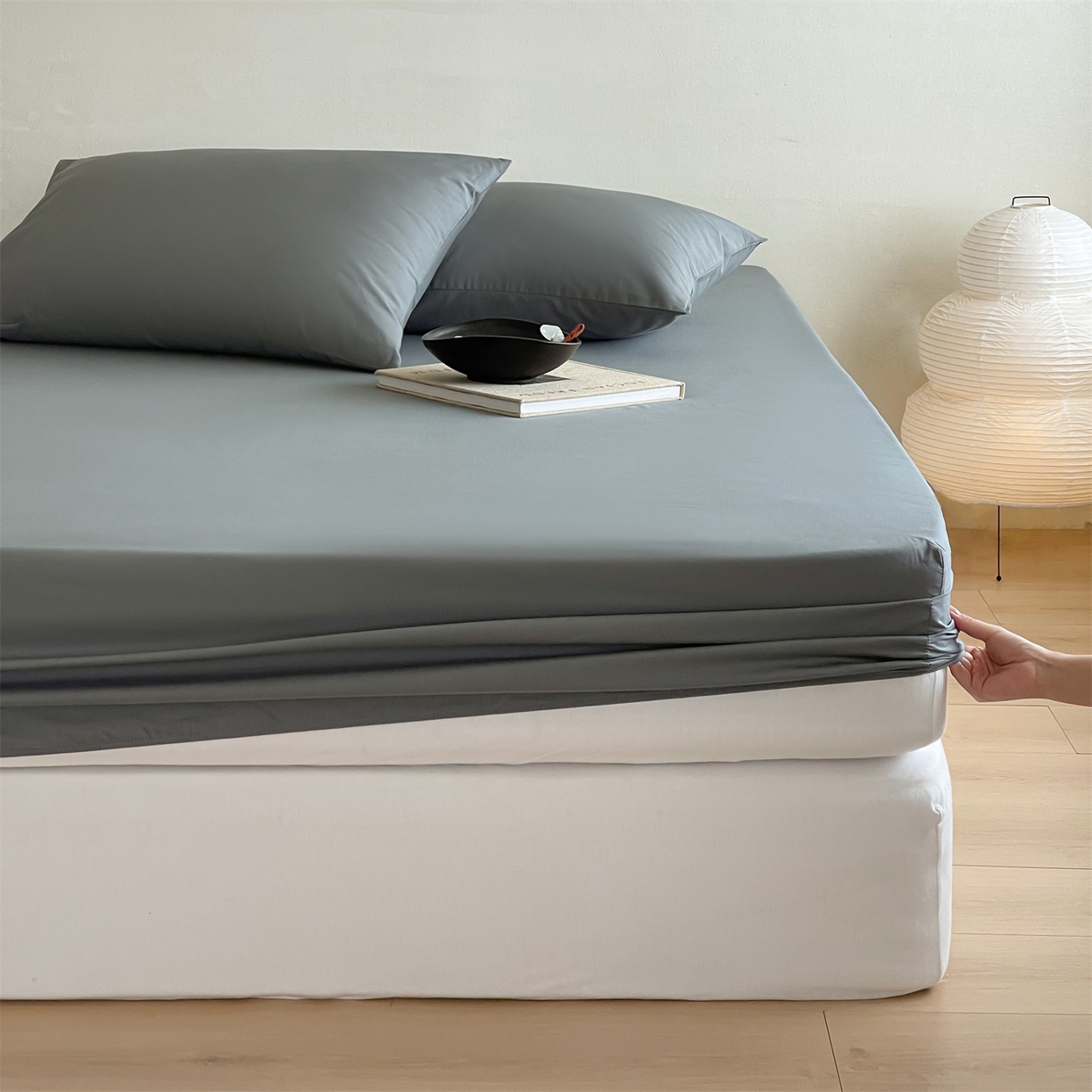 91家纺网 家纺一手货源 找家纺 三味舒屋 2026新款初色系列全棉水洗棉系列单品床笠（平台券后单品利润不低于45元/套件利润不低于120元 谢谢配合） 石墨灰