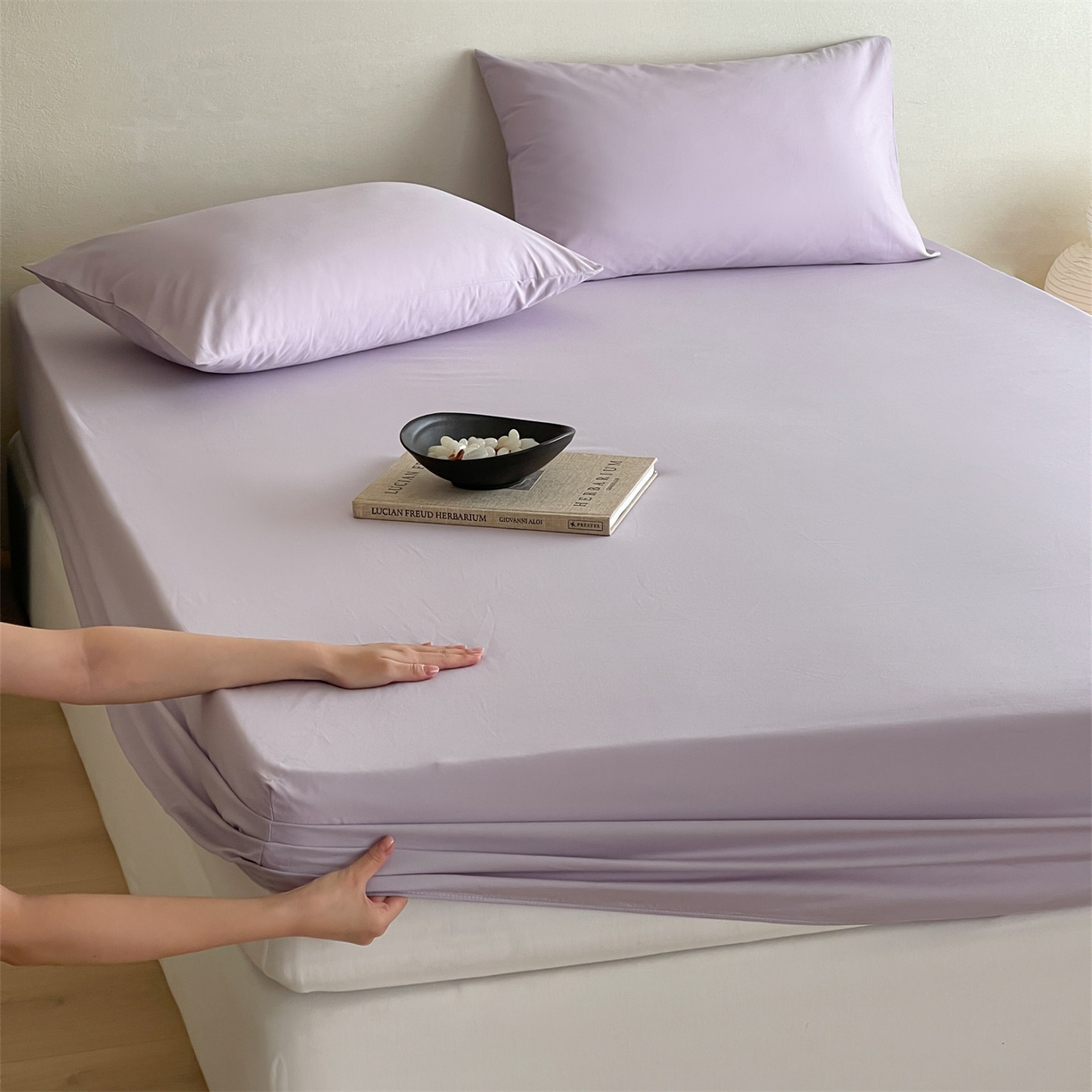 91家纺网 家纺一手货源 找家纺 三味舒屋 2026新款初色系列全棉水洗棉系列单品床笠（平台券后单品利润不低于45元/套件利润不低于120元 谢谢配合） 优雅紫