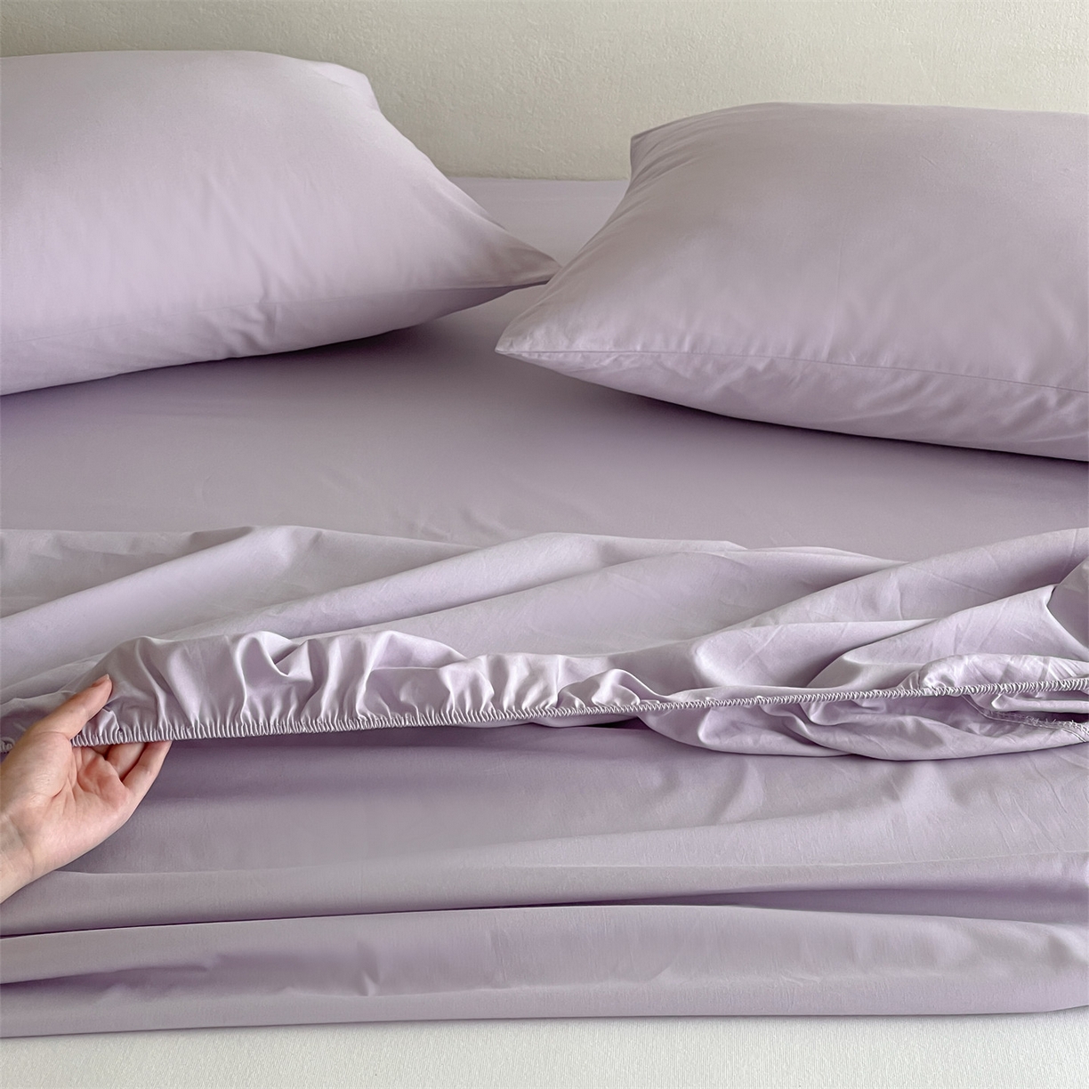 91家纺网 家纺一手货源 找家纺 三味舒屋 2026新款初色系列全棉水洗棉系列单品床笠（平台券后单品利润不低于45元/套件利润不低于120元 谢谢配合） 优雅紫