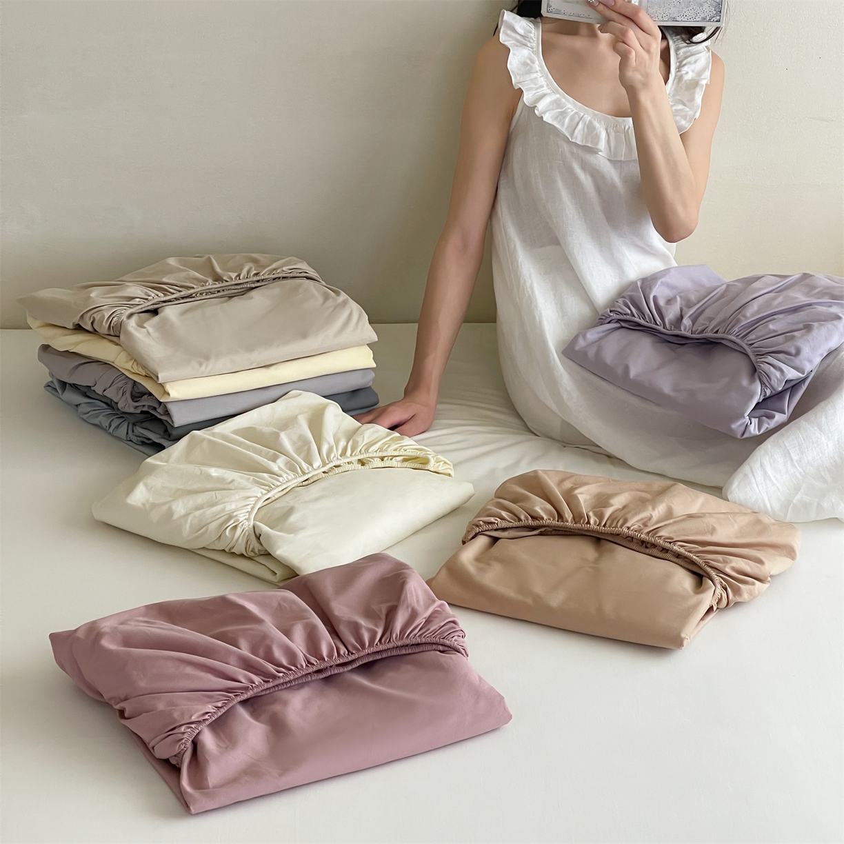 91家纺网 家纺一手货源 找家纺 三味舒屋 2026新款初色系列全棉水洗棉系列单品床笠（平台券后单品利润不低于45元/套件利润不低于120元 谢谢配合） 组合图