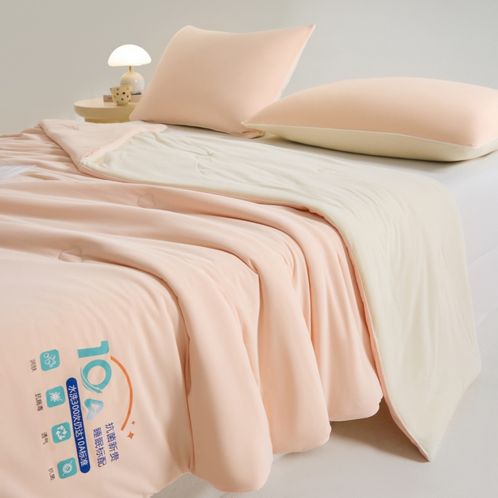 91家纺网 家纺一手货源 找家纺 宝士康家纺 2026春夏新款10A抗菌凉感丝夏被夏凉被空调被 山茶粉粉