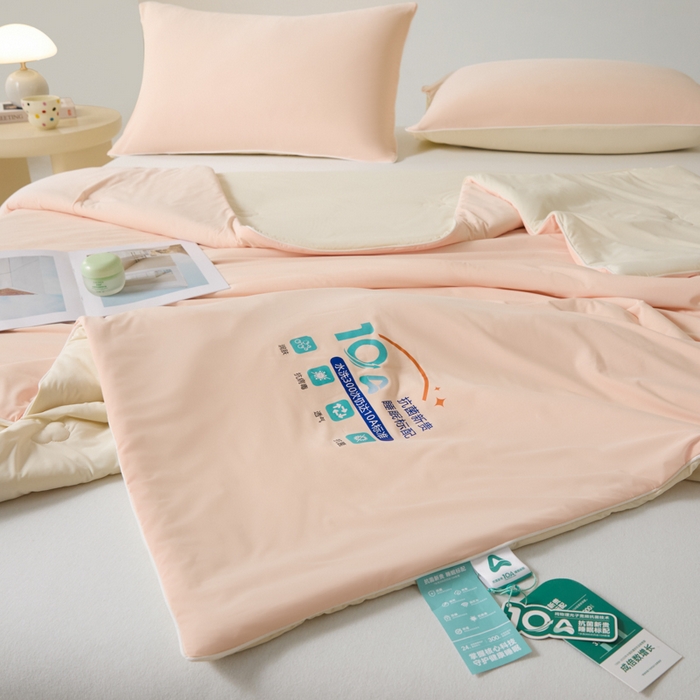 91家纺网 家纺一手货源 找家纺 宝士康家纺 2026春夏新款10A抗菌凉感丝夏被夏凉被空调被 山茶粉粉