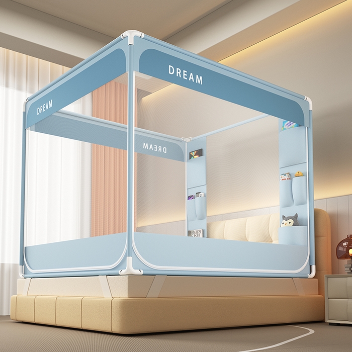 91家纺网 家纺一手货源 找家纺 （总）富莱星蚊帐 2026新款双丝加厚坐床蚊帐大力士围栏擎天柱支架-梦境