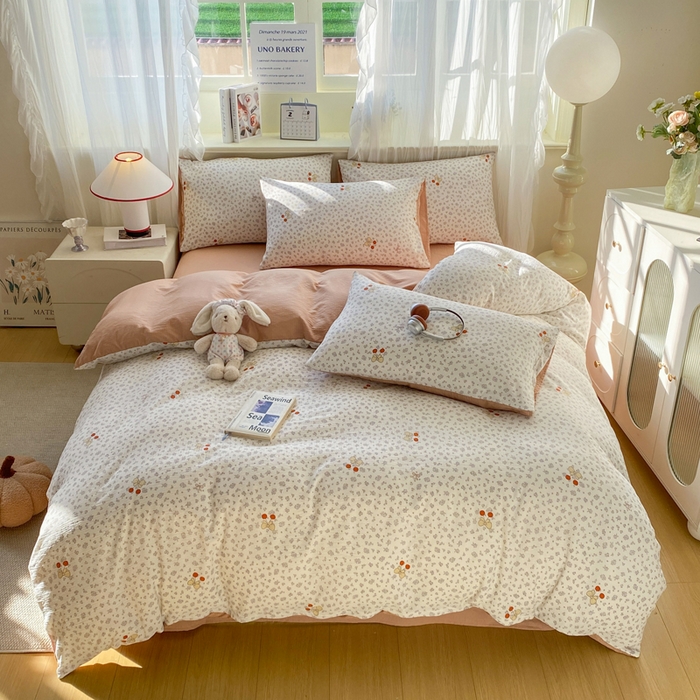 91家纺网 家纺一手货源 找家纺 红日子纺织品 2026春夏云感复古+小清新皱皱纱四件套 秘密花园