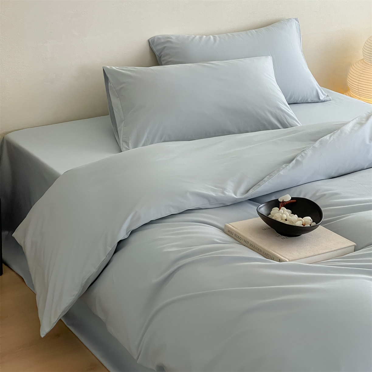 91家纺网 家纺一手货源 找家纺 三味舒屋 2026新款初色系列全棉水洗棉系列四件套（平台券后单品利润不低于45元/套件利润不低于120元 谢谢配合) 冰水蓝