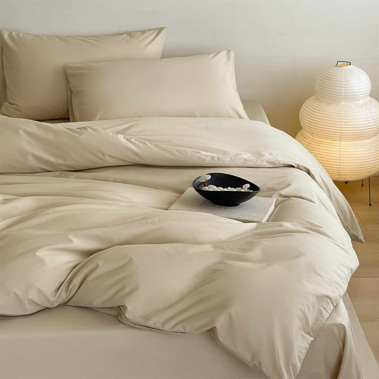 91家纺网 家纺一手货源 找家纺 三味舒屋 2026新款初色系列全棉水洗棉系列四件套（平台券后单品利润不低于45元/套件利润不低于120元 谢谢配合) 白卡其