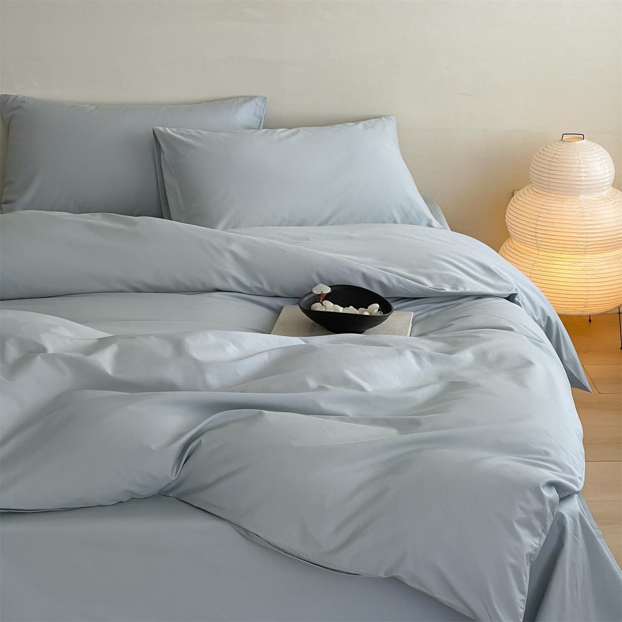 91家纺网 家纺一手货源 找家纺 三味舒屋 2026新款初色系列全棉水洗棉系列四件套（平台券后单品利润不低于45元/套件利润不低于120元 谢谢配合) 冰水蓝