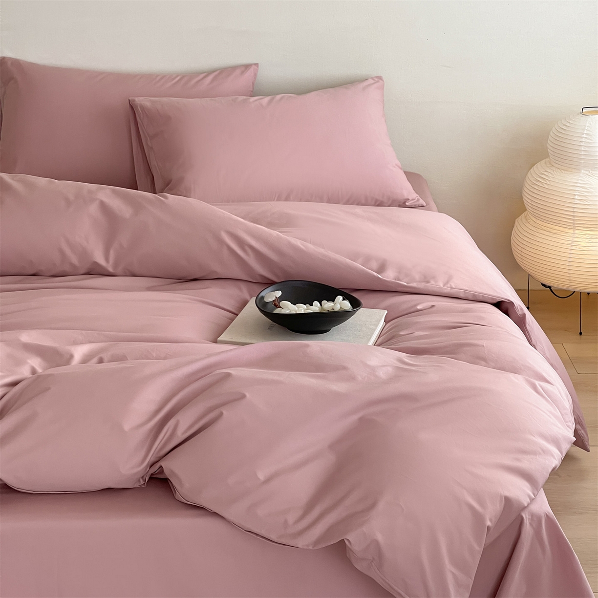 91家纺网 家纺一手货源 找家纺 三味舒屋 2026新款初色系列全棉水洗棉系列四件套（平台券后单品利润不低于45元/套件利润不低于120元 谢谢配合) 蔷薇粉