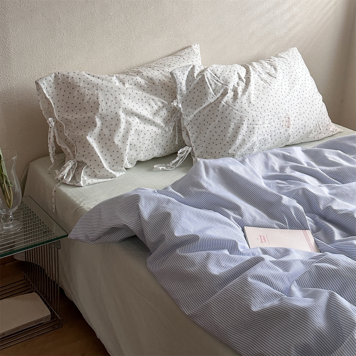 91家纺网 家纺一手货源 找家纺 （总）恋恋三季 2026新款40支纯棉绑带款四件套-星蓝冰绿系列（会员-5控价178/218/238）