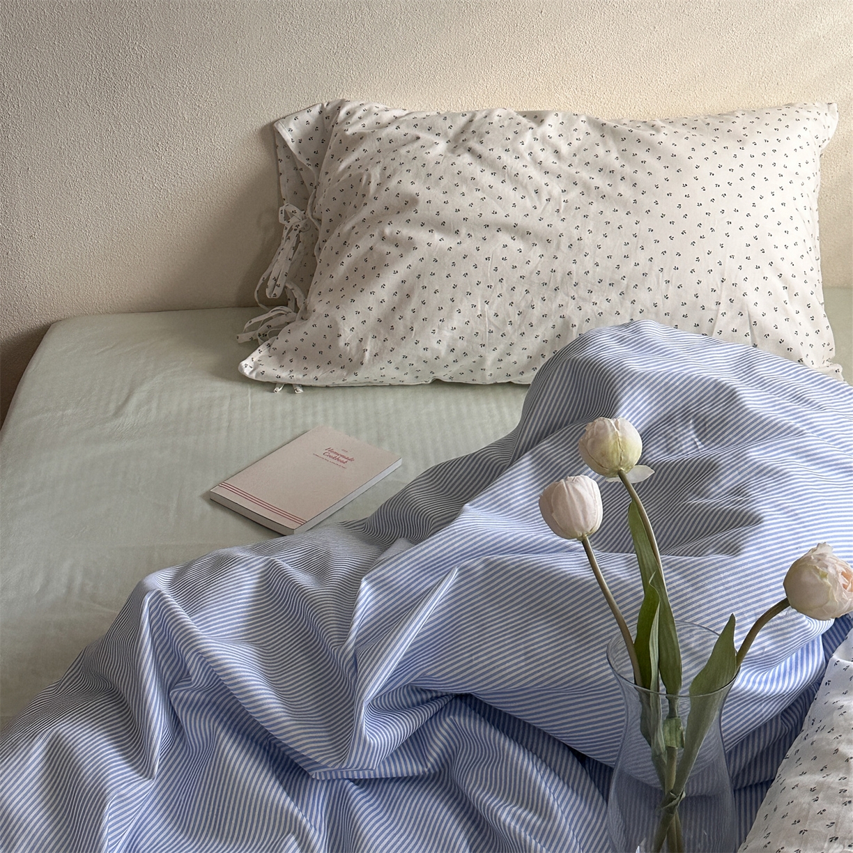 91家纺网 家纺一手货源 找家纺 （总）恋恋三季 2026新款40支纯棉绑带款四件套-星蓝冰绿系列（会员-5控价178/218/238）