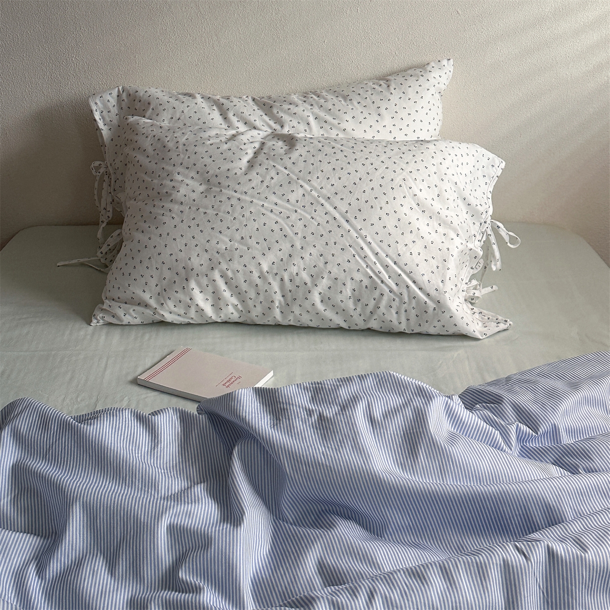 91家纺网 家纺一手货源 找家纺 （总）恋恋三季 2026新款40支纯棉绑带款四件套-星蓝冰绿系列（会员-5控价178/218/238）