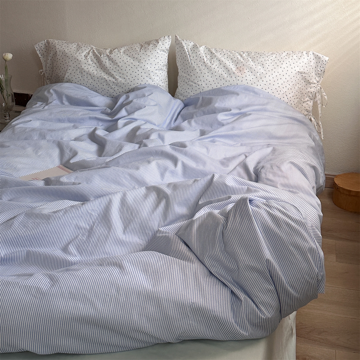 91家纺网 家纺一手货源 找家纺 （总）恋恋三季 2026新款40支纯棉绑带款四件套-星蓝冰绿系列（会员-5控价178/218/238）