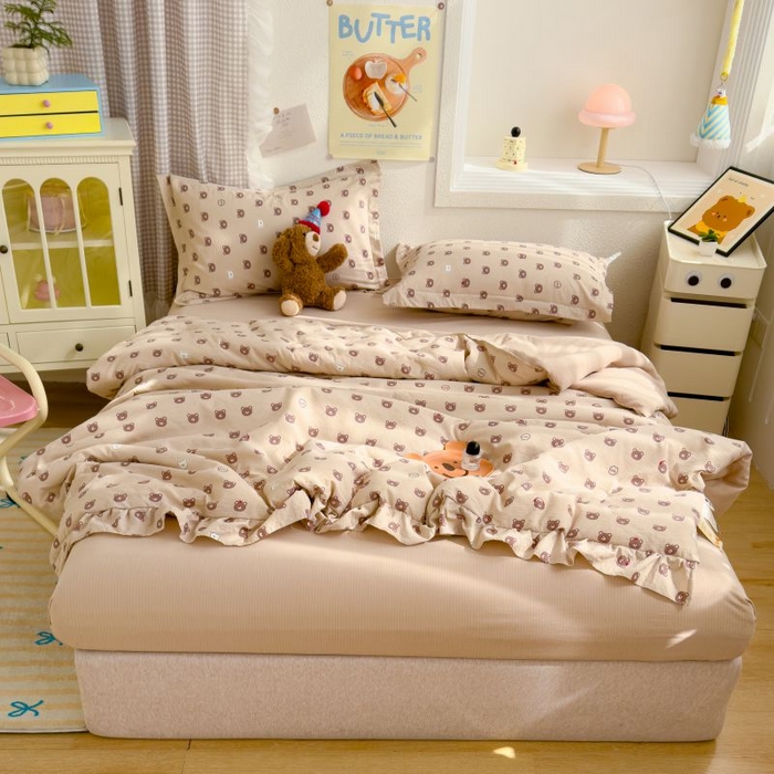 91家纺网 家纺一手货源 找家纺 默忆 2026新款A类韩版花边木棉夏被夏凉被空调被被子被芯 可爱熊熊