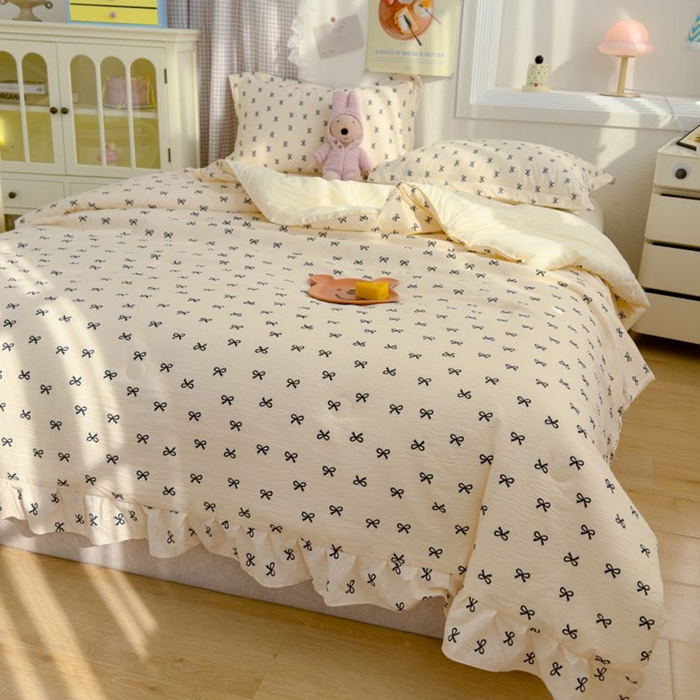 91家纺网 家纺一手货源 找家纺 默忆 2026新款A类韩版花边木棉夏被夏凉被空调被被子被芯 蝴蝶结