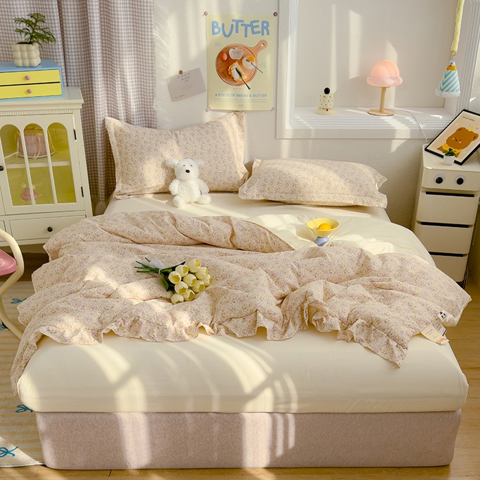 91家纺网 家纺一手货源 找家纺 默忆 2026新款A类韩版花边木棉夏被夏凉被空调被被子被芯 紫色花丛