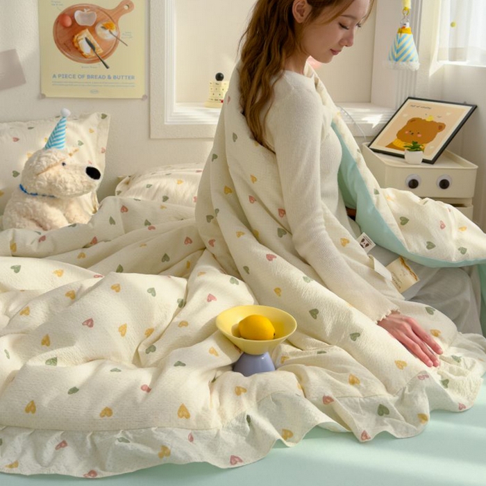 91家纺网 家纺一手货源 找家纺 默忆 2026新款A类韩版花边木棉夏被夏凉被空调被被子被芯 心意