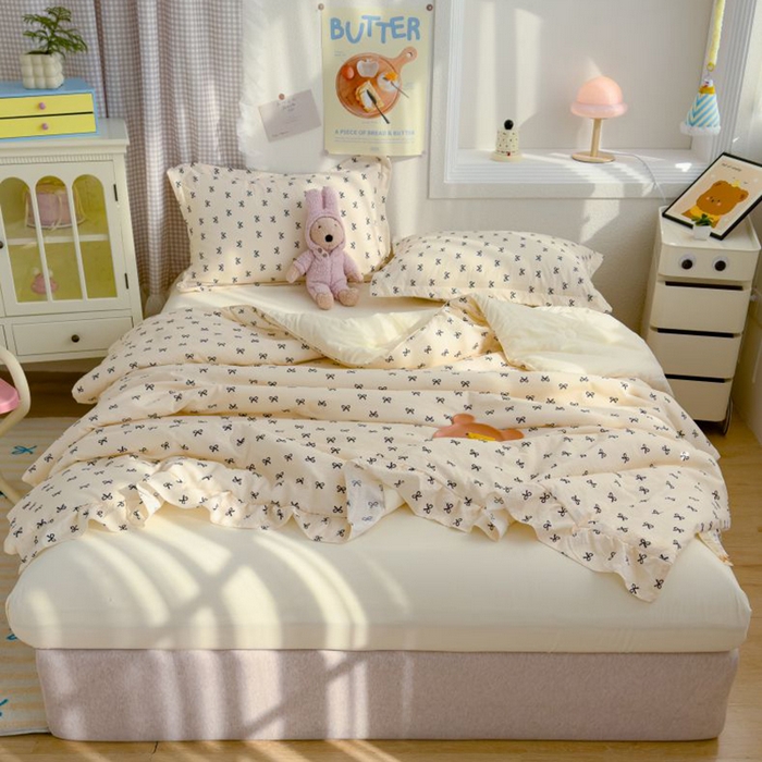 91家纺网 家纺一手货源 找家纺 默忆 2026新款A类韩版花边木棉夏被夏凉被空调被被子被芯 蝴蝶结