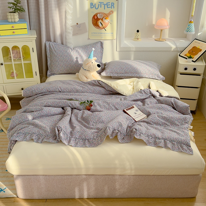 91家纺网 家纺一手货源 找家纺 默忆 2026新款A类韩版花边木棉夏被夏凉被空调被被子被芯 万花丛林