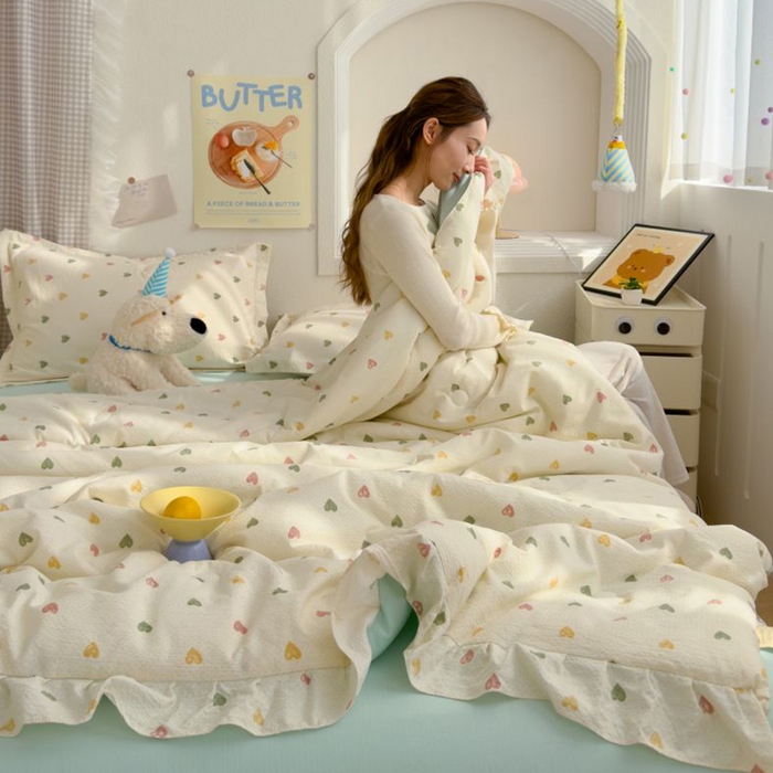 91家纺网 家纺一手货源 找家纺 默忆 2026新款A类韩版花边木棉夏被夏凉被空调被被子被芯 心意