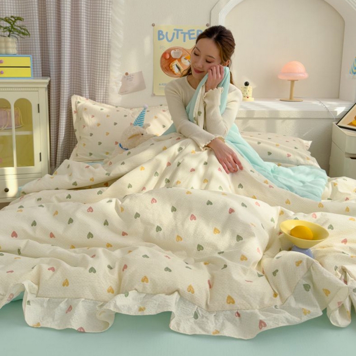 91家纺网 家纺一手货源 找家纺 默忆 2026新款A类韩版花边木棉夏被夏凉被空调被被子被芯 心意