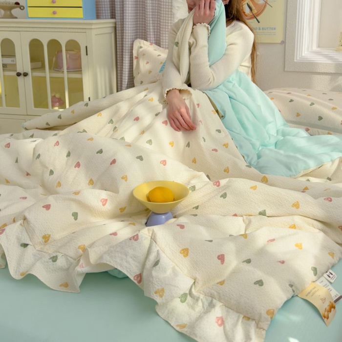 91家纺网 家纺一手货源 找家纺 默忆 2026新款A类韩版花边木棉夏被夏凉被空调被被子被芯 心意