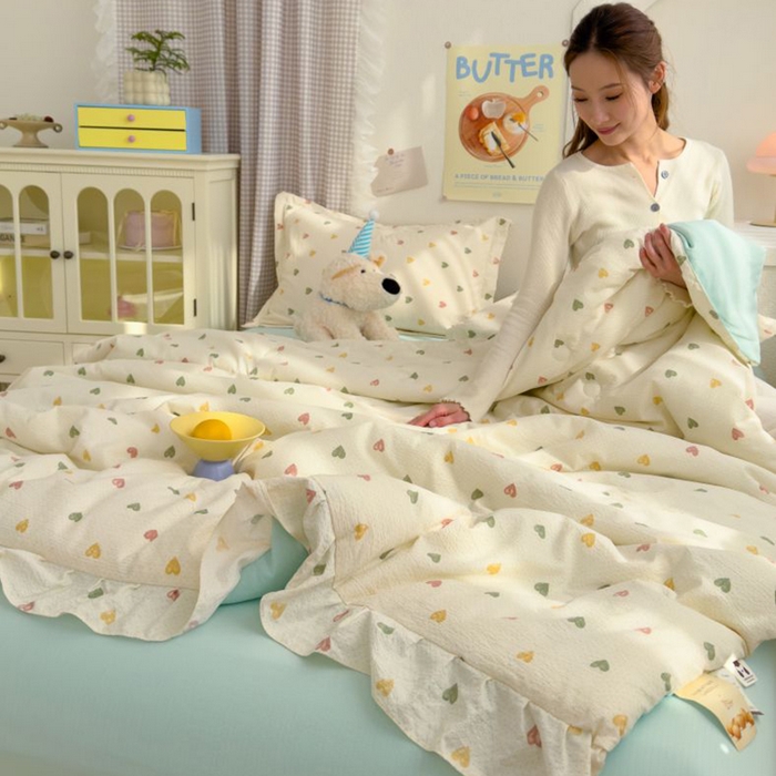 91家纺网 家纺一手货源 找家纺 默忆 2026新款A类韩版花边木棉夏被夏凉被空调被被子被芯 心意