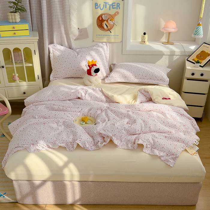 91家纺网 家纺一手货源 找家纺 默忆 2026新款A类韩版花边木棉夏被夏凉被空调被被子被芯 花漾