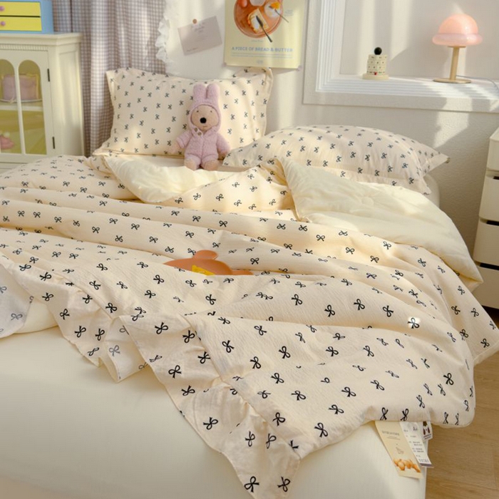 91家纺网 家纺一手货源 找家纺 默忆 2026新款A类韩版花边木棉夏被夏凉被空调被被子被芯 蝴蝶结