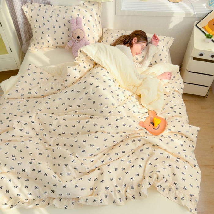 91家纺网 家纺一手货源 找家纺 默忆 2026新款A类韩版花边木棉夏被夏凉被空调被被子被芯 蝴蝶结