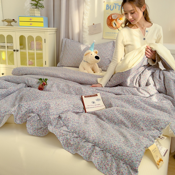 91家纺网 家纺一手货源 找家纺 默忆 2026新款A类韩版花边木棉夏被夏凉被空调被被子被芯 万花丛林