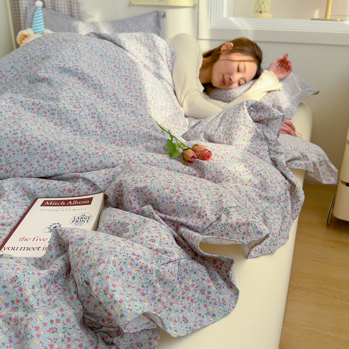 91家纺网 家纺一手货源 找家纺 默忆 2026新款A类韩版花边木棉夏被夏凉被空调被被子被芯 万花丛林