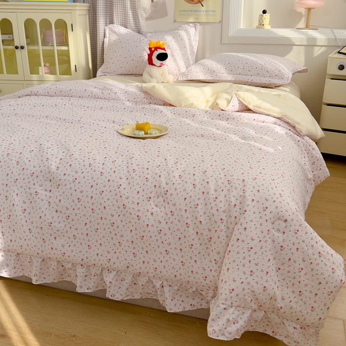 91家纺网 家纺一手货源 找家纺 默忆 2026新款A类韩版花边木棉夏被夏凉被空调被被子被芯 花漾