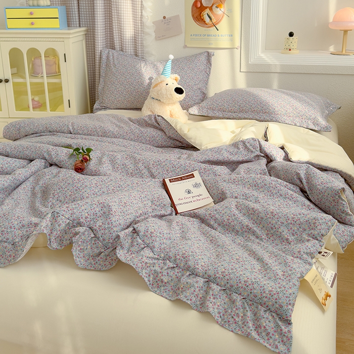 91家纺网 家纺一手货源 找家纺 默忆 2026新款A类韩版花边木棉夏被夏凉被空调被被子被芯 万花丛林