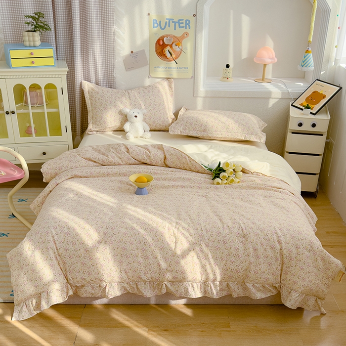 默忆 2026新款A类韩版花边木棉夏被夏凉被空调被被子被芯 紫色花丛