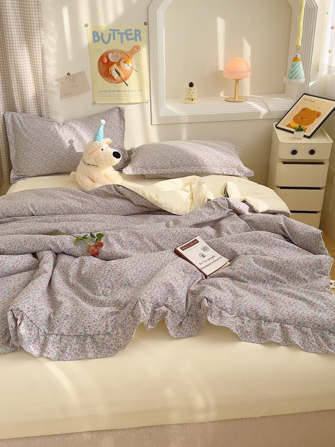 91家纺网 家纺一手货源 找家纺 默忆 2026新款A类韩版花边木棉夏被夏凉被空调被被子被芯 紫色花丛