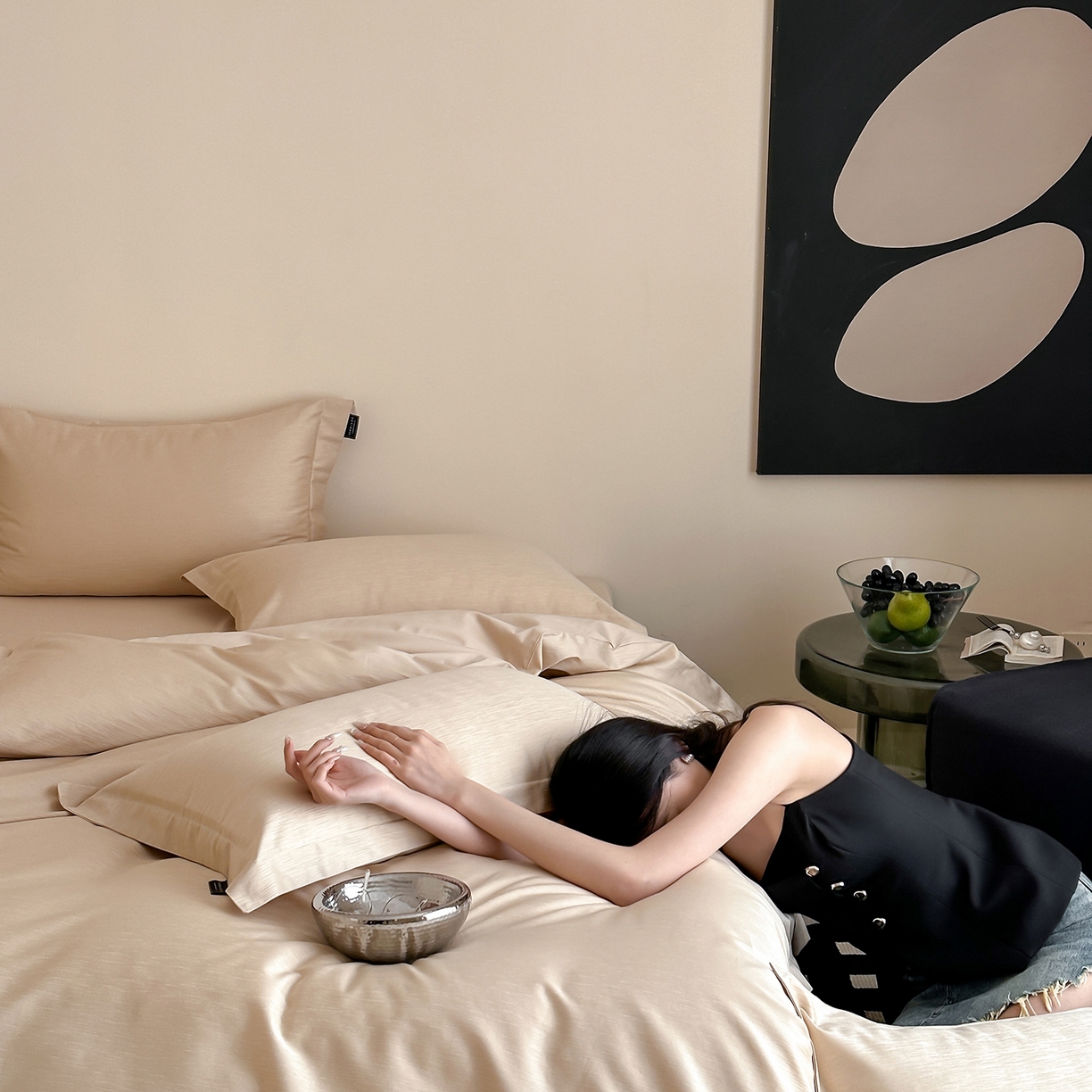 91家纺网 家纺一手货源 找家纺 三味舒屋 2026新款长绒棉全棉提花四件套-尼亚系列拍法二 尼亚星光金