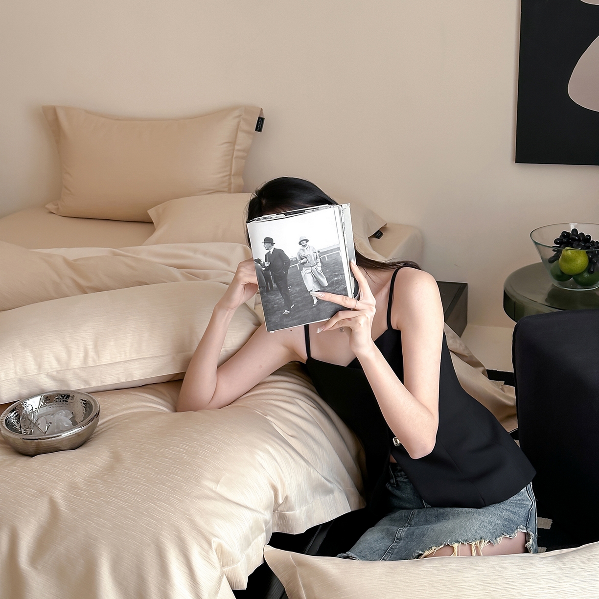 91家纺网 家纺一手货源 找家纺 三味舒屋 2026新款长绒棉全棉提花四件套-尼亚系列拍法二 尼亚星光金